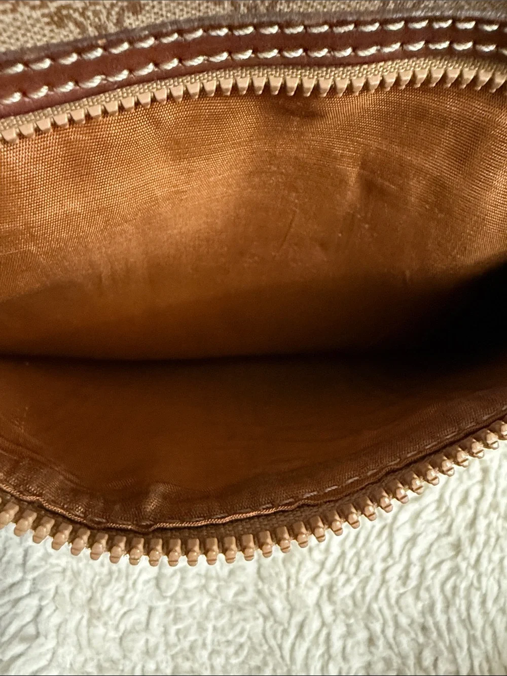 Celine Beige & Brown Monogram Toiletry Wristlet